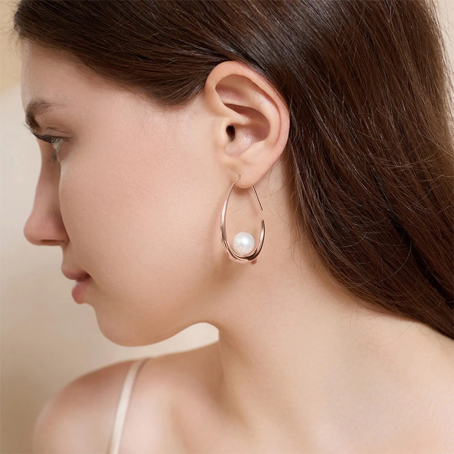14k Gold Plated Lightweight Pearl Earrings,Trendy Jewelry,Teardrop Hoop Earrings for Women,Pearl Drop Earrings,Elegant Jewelry for Gifts
