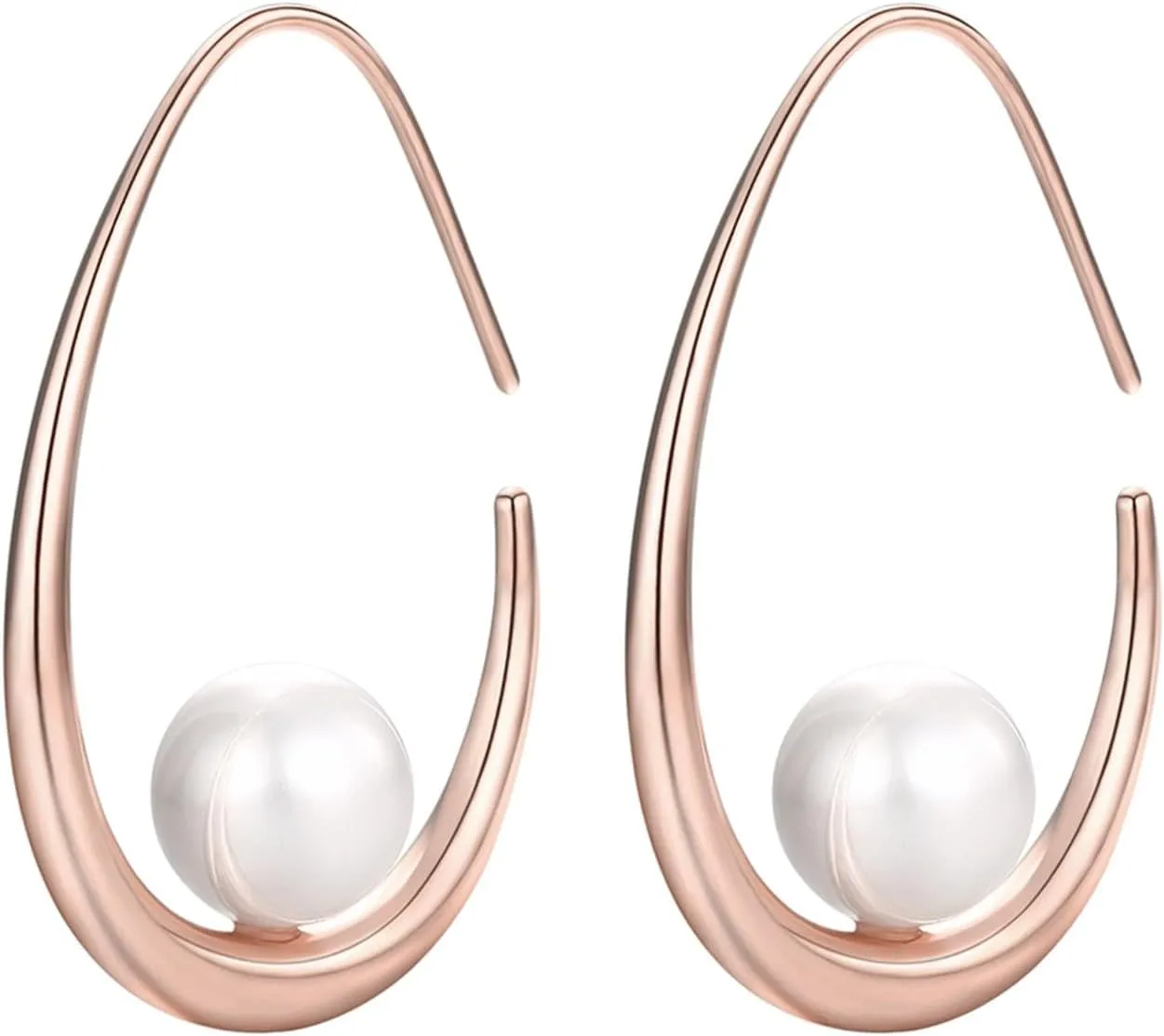 14k Gold Plated Lightweight Pearl Earrings,Trendy Jewelry,Teardrop Hoop Earrings for Women,Pearl Drop Earrings,Elegant Jewelry for Gifts
