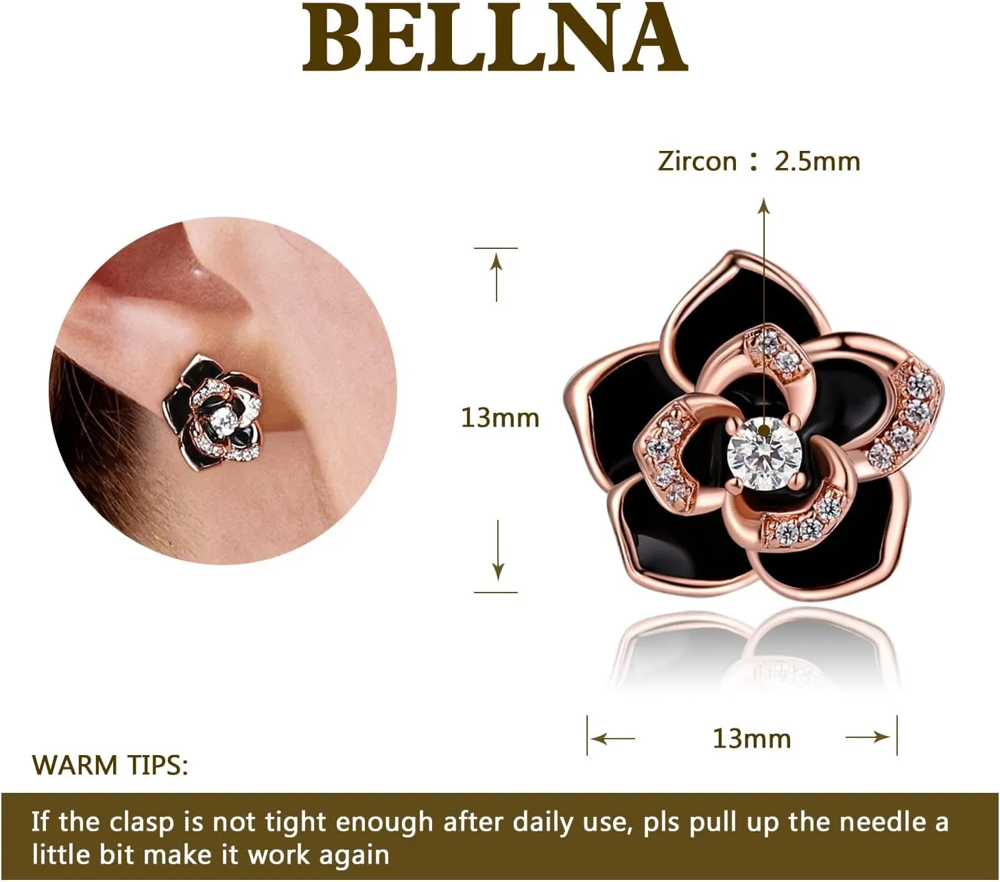 14K Gold Rose Flower Sterling Silver Stud Earrings For Women Dainty Rose Gold Pearl Earrings Hypoallergenic Earrings Cute Studs For Her Nickel Free