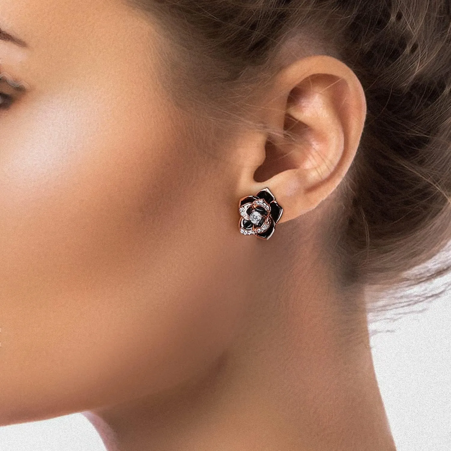 14K Gold Rose Flower Sterling Silver Stud Earrings For Women Dainty Rose Gold Pearl Earrings Hypoallergenic Earrings Cute Studs For Her Nickel Free