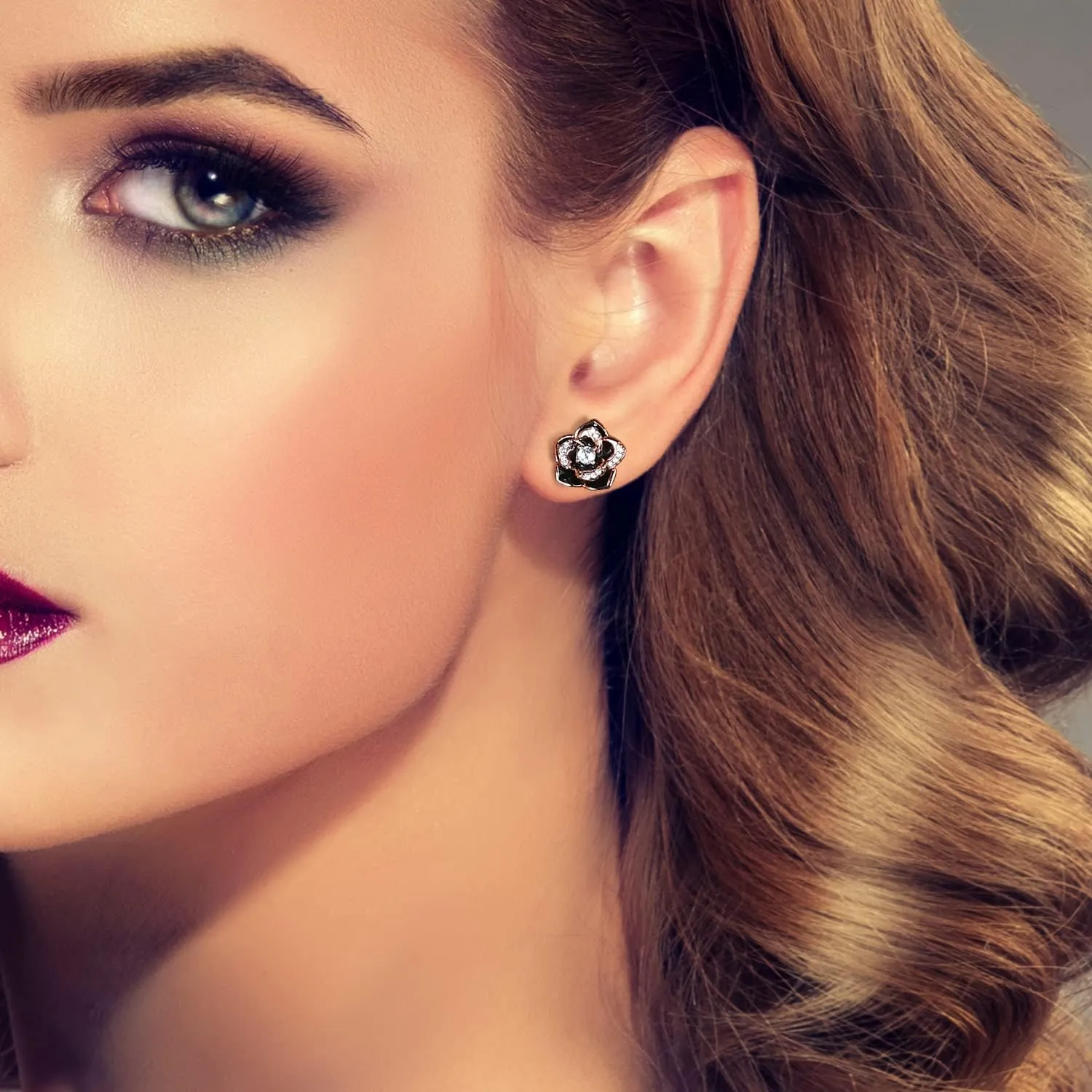 14K Gold Rose Flower Sterling Silver Stud Earrings For Women Dainty Rose Gold Pearl Earrings Hypoallergenic Earrings Cute Studs For Her Nickel Free