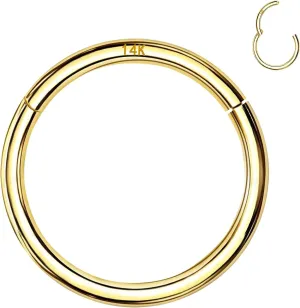 14k Gold Septum Rings Hoop for Women Men, 16G/18G/20G Nose Rings, 6mm/8mm/10mm Gold Cartilage Hoop for Helix, Rook, Daith, Tragus Body Piercing Jewelry
