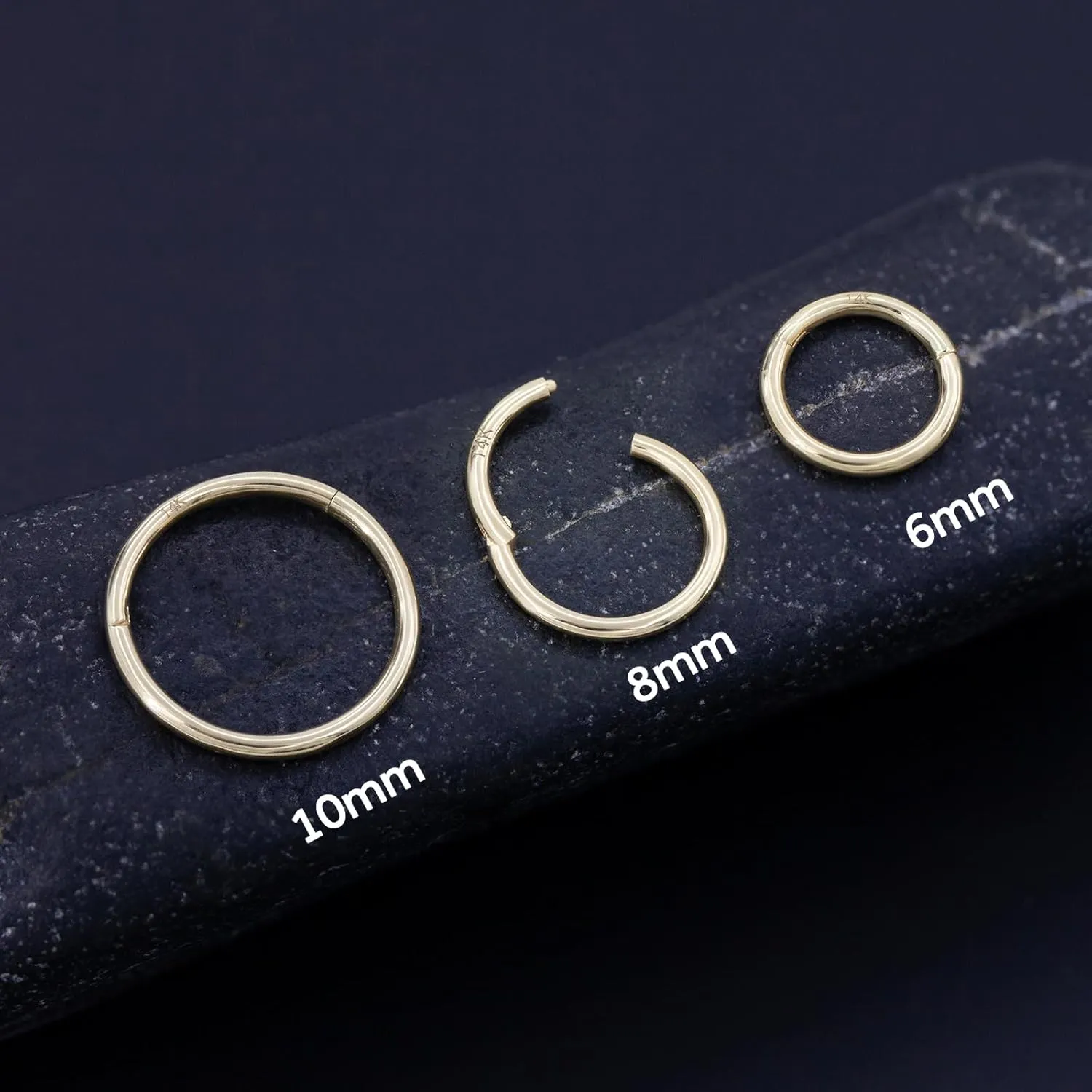 14k Gold Septum Rings Hoop for Women Men, 16G/18G/20G Nose Rings, 6mm/8mm/10mm Gold Cartilage Hoop for Helix, Rook, Daith, Tragus Body Piercing Jewelry