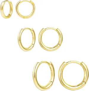 14K Gold Small Huggie Hoop Earrings for Women 925 Sterling Silver Hypoallergenic Cartilage Huggie Hoops Earrings for Men3 Pairs