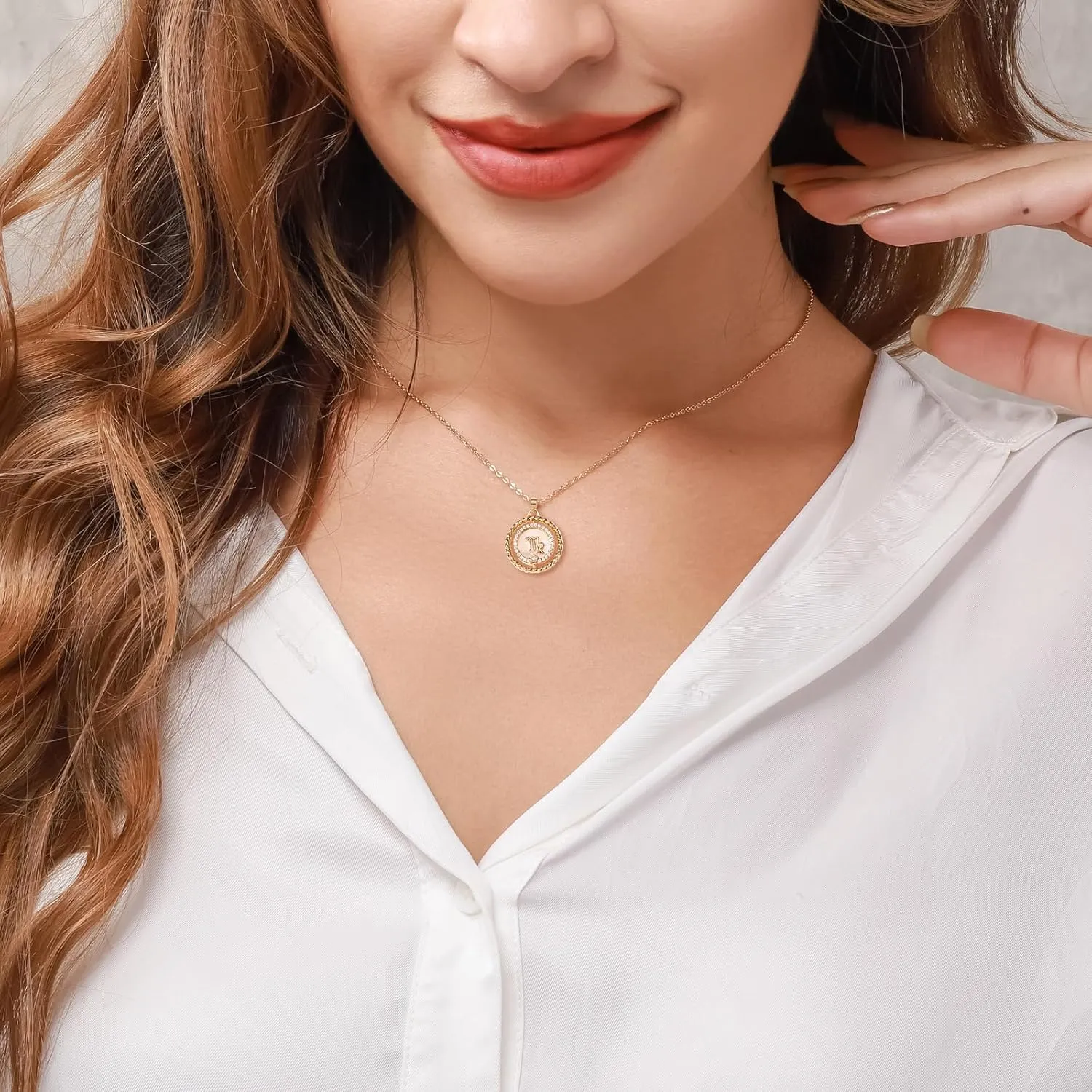 14K Gold Zodiac Necklace for Women,Gold Plated Rotatable 12 Constellation Astrology Necklaces,Jewelry Gifts