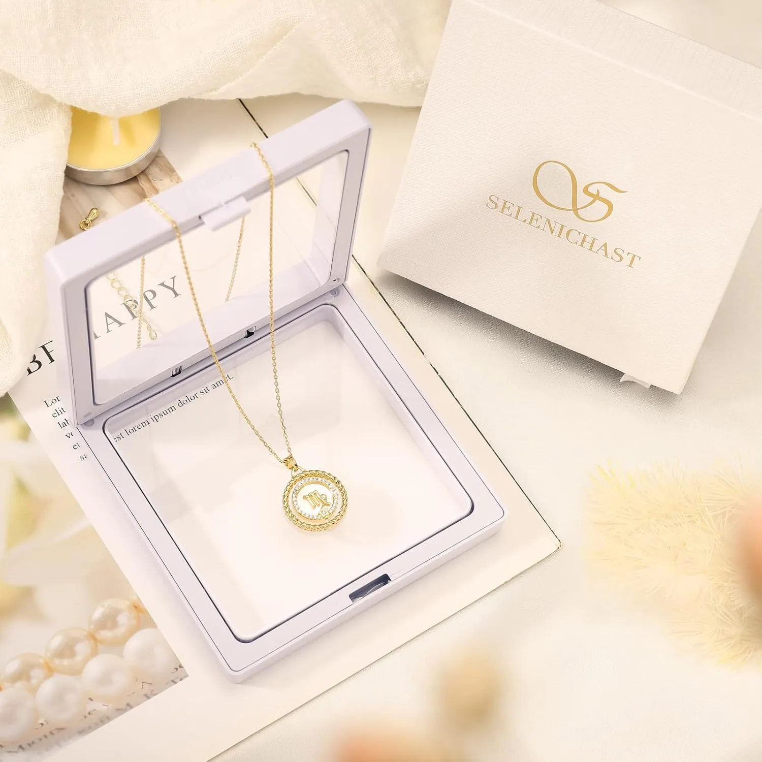 14K Gold Zodiac Necklace for Women,Gold Plated Rotatable 12 Constellation Astrology Necklaces,Jewelry Gifts