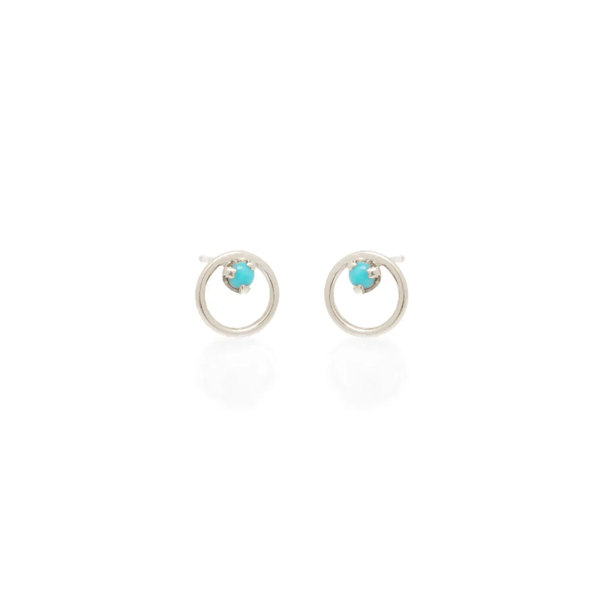 14k Prong Turquoise Circle Studs