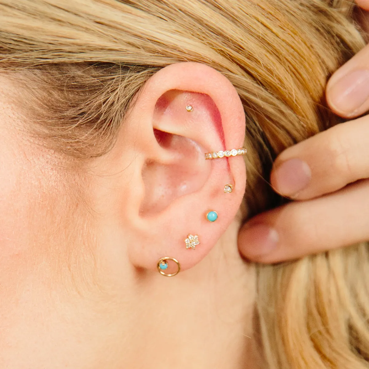 14k Prong Turquoise Circle Studs