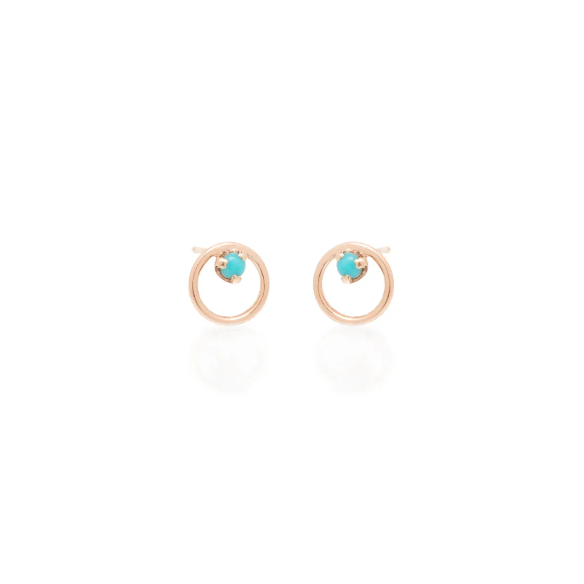 14k Prong Turquoise Circle Studs
