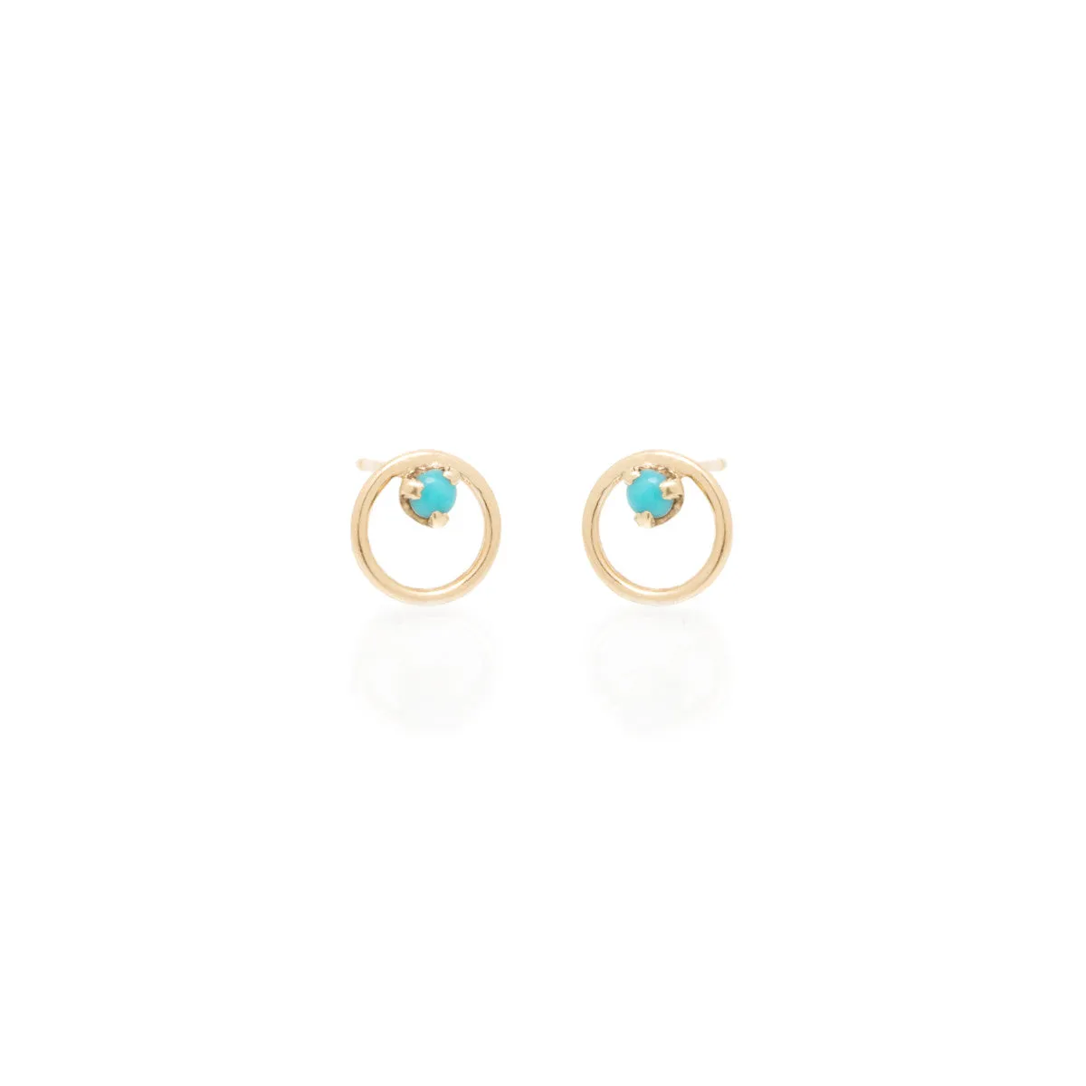 14k Prong Turquoise Circle Studs