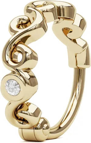 14K Solid Gold Diamond Swirly Nose Clicker Ring, Genuine Diamond Cartilage Jewelry, Unique 8mm Nose Hoop, Body Piercing Jewelry