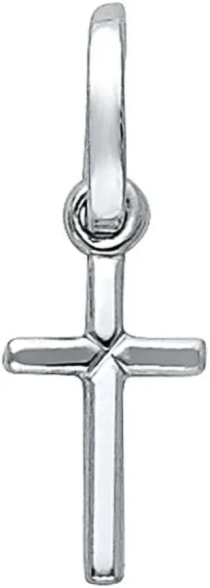 14K Solid White Gold Cross Pendant, Dainty 14K Real Gold Cross Charm Pendant, Religious Jewelry.
