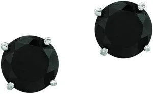 14k White Gold 5 mm Round Black 0.8 ct Cubic Zirconia Stud Earrings