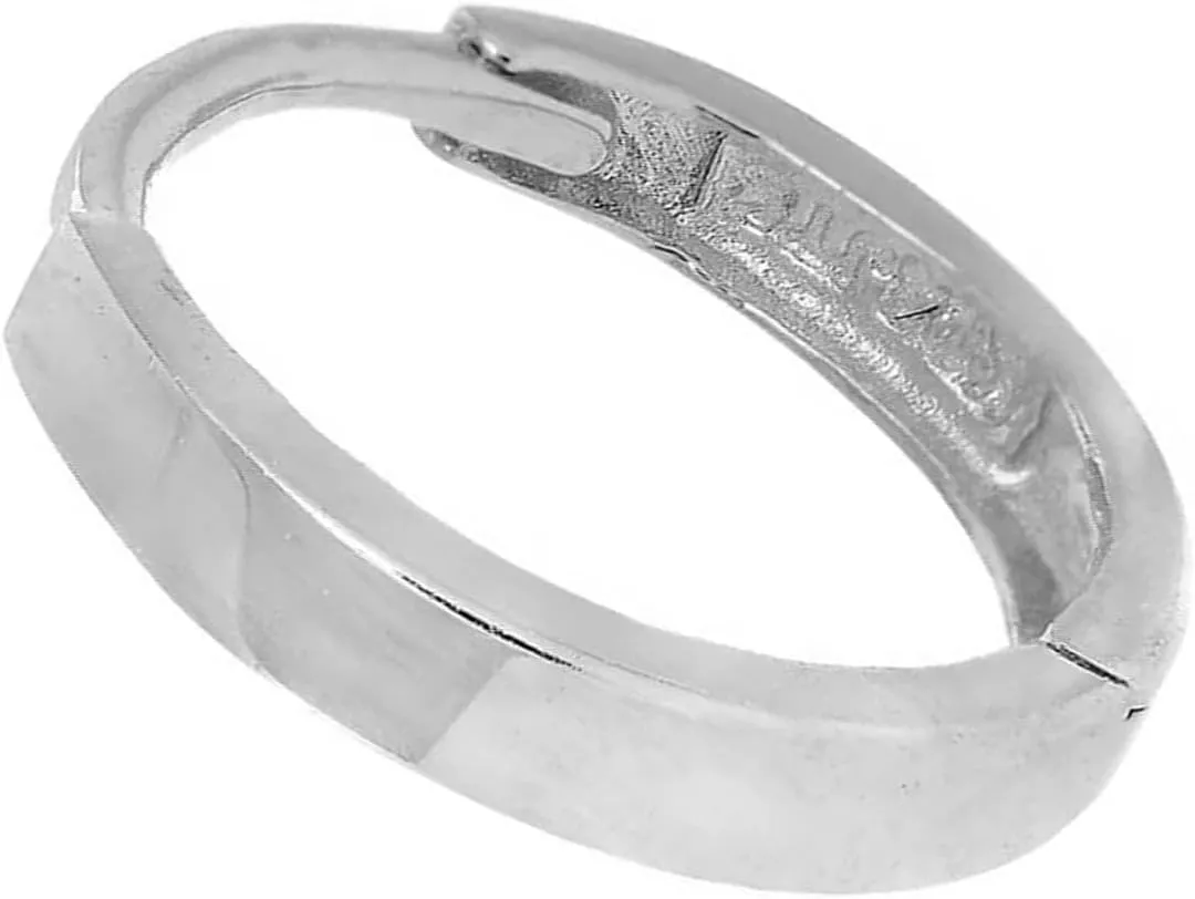 14k White Gold Single Huggie Hoop Mens Hinged Earring 2x11mm
