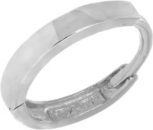 14k White Gold Single Huggie Hoop Mens Hinged Earring 2x11mm
