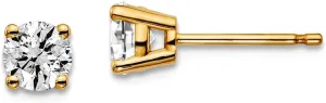 14k Yellow Gold 2/3 Carat Total Weight Round SI1 SI2 G H I Lab Grown Diamond 4 Prong Stud Post Earrings 4.9x4.9mm Wide-Stud Earring for Women