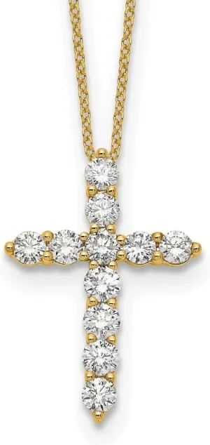 14k Yellow Gold Diamond Cross Pendant Necklace Fine Jewelry For Women Gifts For Her, 18"