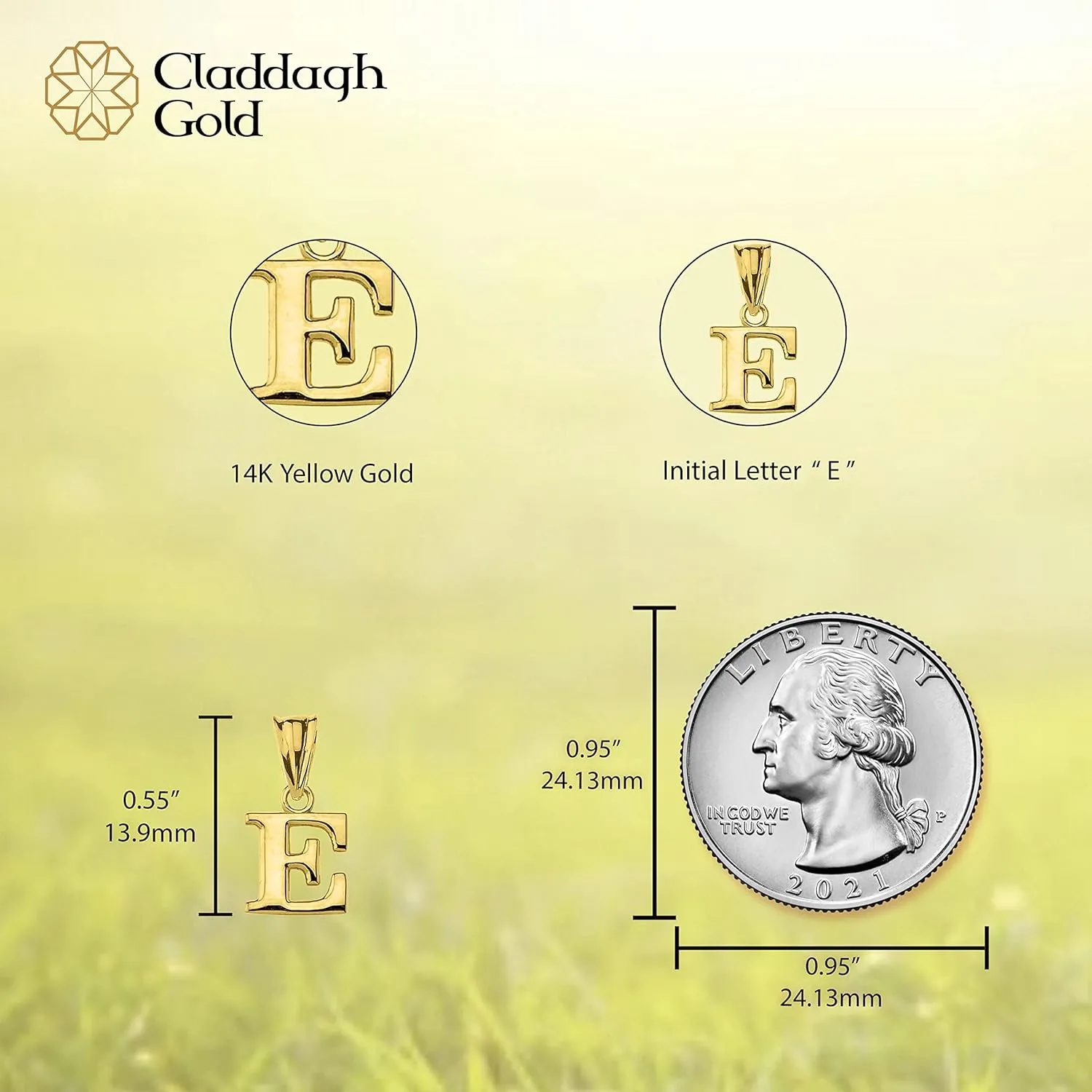 14K Yellow Gold Fine Mini Dangling Initial A-Z Charm 1/2" Pendant - Choice of Initial Letter
