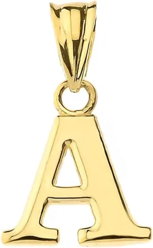 14K Yellow Gold Fine Mini Dangling Initial A-Z Charm 1/2" Pendant - Choice of Initial Letter