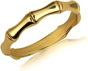 14K Yellow, White, and Rose Gold 2.4 mm Bamboo Nature Band Statement Ring for Women, Available in Sizes 4-12