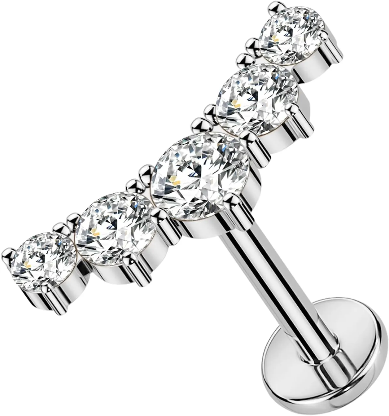 14K Yellow/White Gold Flat Back Stud Earring 1 Pcs, 16G Threadless Cartilage Earrings Top Push in Tragus Helix Conch Earrings Labret Piercing Jewelry