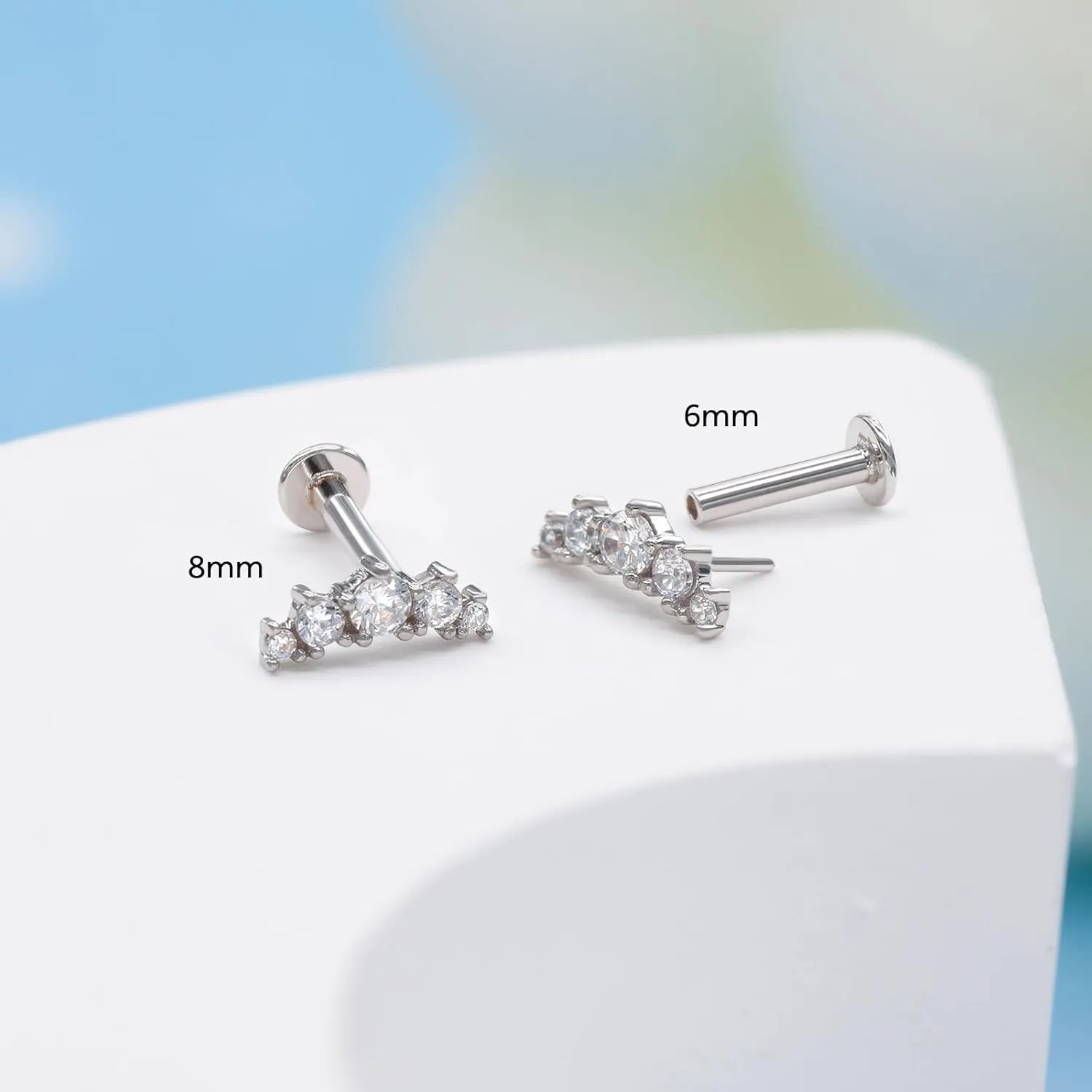 14K Yellow/White Gold Flat Back Stud Earring 1 Pcs, 16G Threadless Cartilage Earrings Top Push in Tragus Helix Conch Earrings Labret Piercing Jewelry