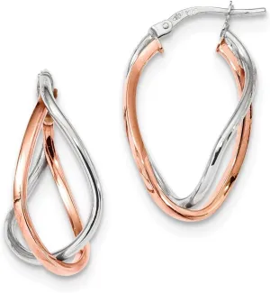 14ky and Rose Gold-plated Swirl Tube Hoops Earrings - 29mm x 16mm