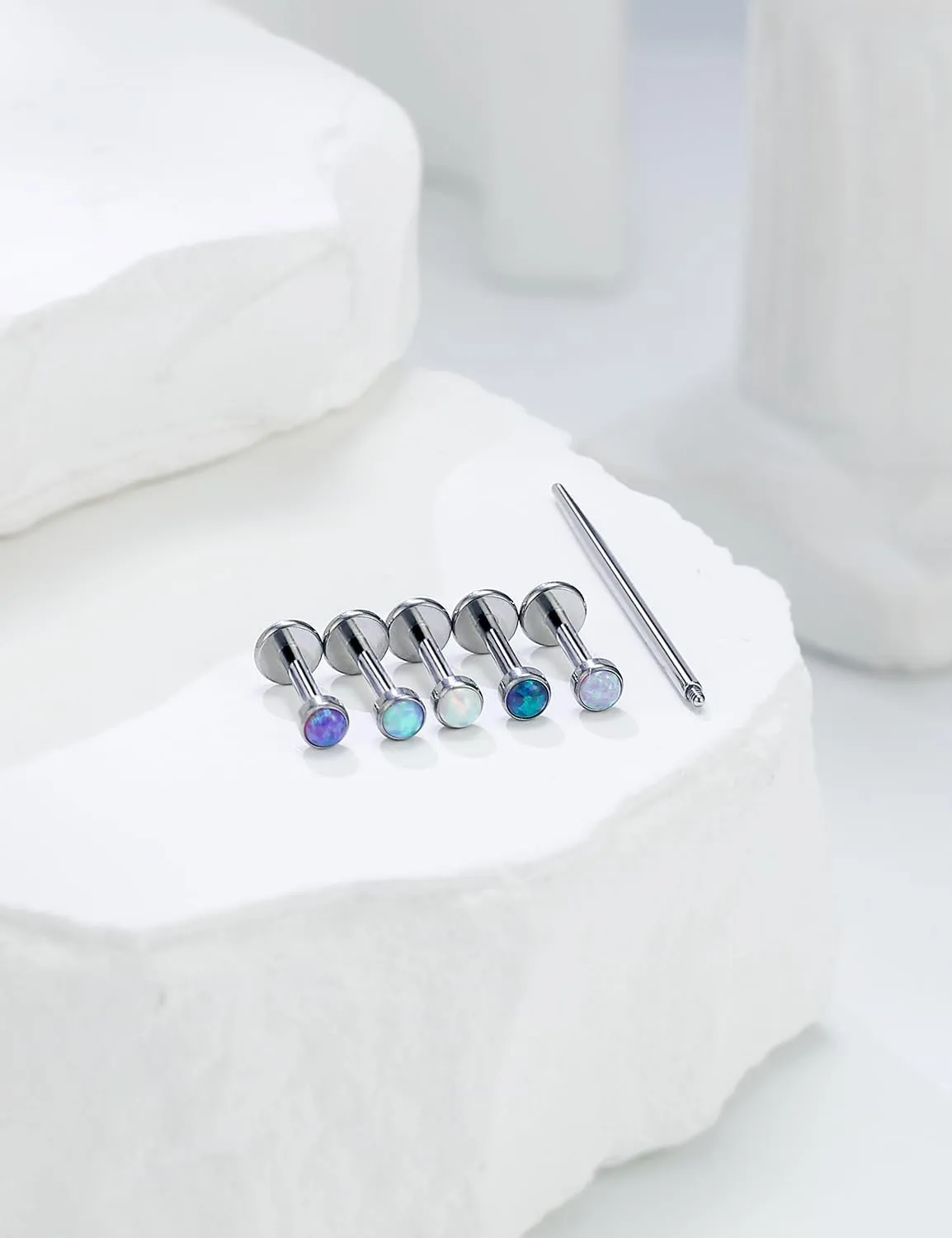 16G F136 Titanium Lip Rings Labret Jewelry Internally Threaded Monroe Lip Ring Medusa Snake Bite Piercing Jewelry Conch Tragus Forward Helix Cartilage Earring Studs Opal Piercing Jewelry