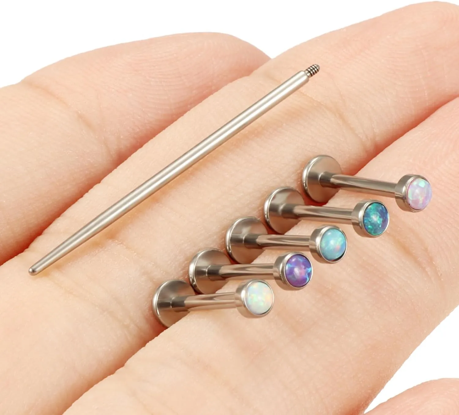 16G F136 Titanium Lip Rings Labret Jewelry Internally Threaded Monroe Lip Ring Medusa Snake Bite Piercing Jewelry Conch Tragus Forward Helix Cartilage Earring Studs Opal Piercing Jewelry