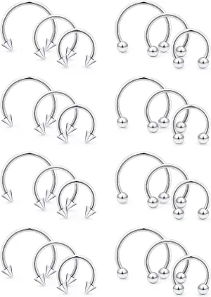 16G Septum Rings Surgical Steel Septum Nose Rings for Women Horseshoe Hoop Daith Earring Eyebrow Lip Piercing Jewelry 24 Pieces