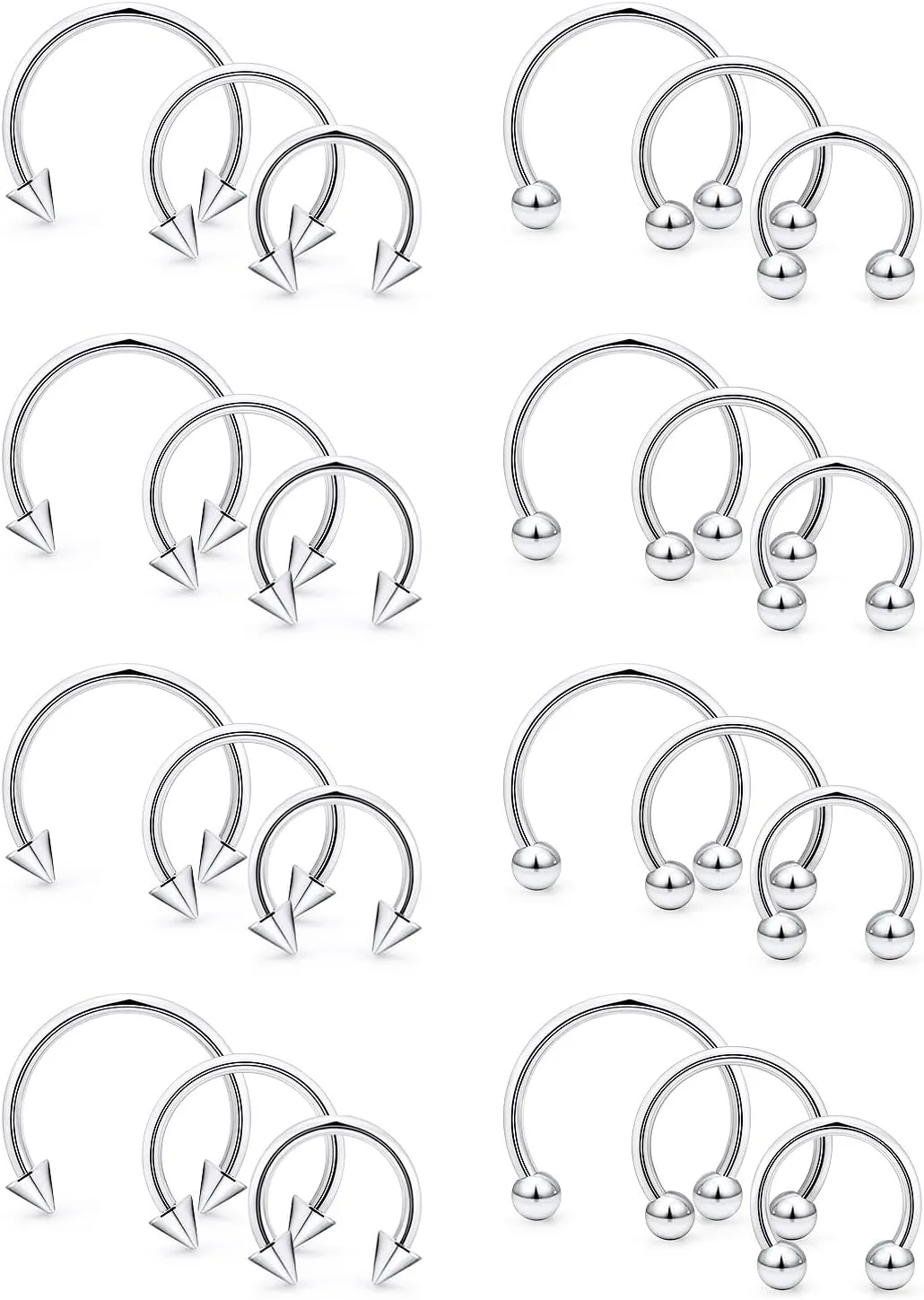 16G Septum Rings Surgical Steel Septum Nose Rings for Women Horseshoe Hoop Daith Earring Eyebrow Lip Piercing Jewelry 24 Pieces