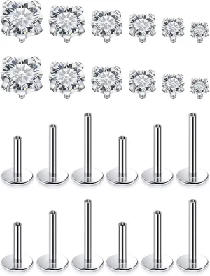16G Tragus Labret Medusa Piercing Jewelry Surgical Steel Monroe Lip Ring Snake Bite Piercing Flat Back Tragus Forward Helix Conch Cartilage Earrings Piercing Jewelry for Women Men Silver Gold