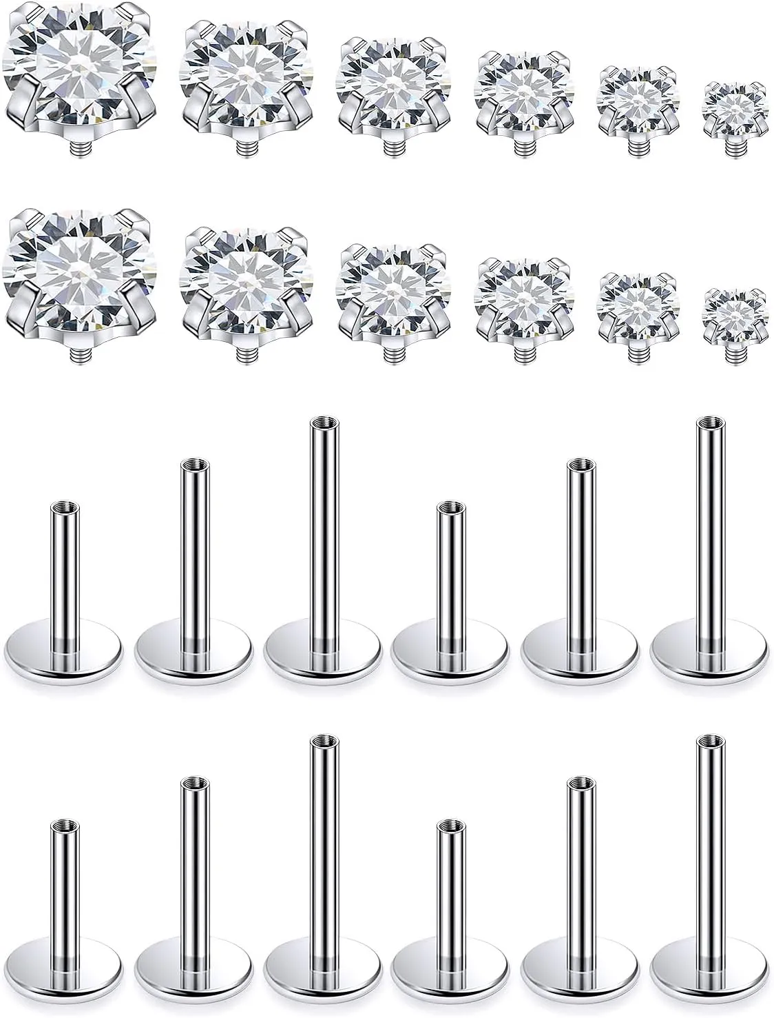 16G Tragus Labret Medusa Piercing Jewelry Surgical Steel Monroe Lip Ring Snake Bite Piercing Flat Back Tragus Forward Helix Conch Cartilage Earrings Piercing Jewelry for Women Men Silver Gold