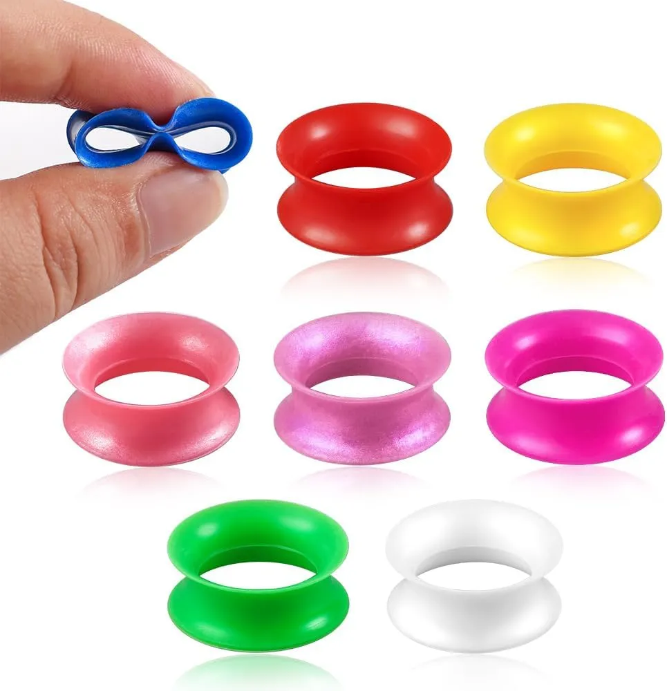 16PCS Pearl-Glossy Soft Silicone Ear Tunnels Gauges, 2g-1inch Double Flared Stretchers Expander, Shiny, Flexible Ear Plugs Body Piercing Jewelry for Women Men