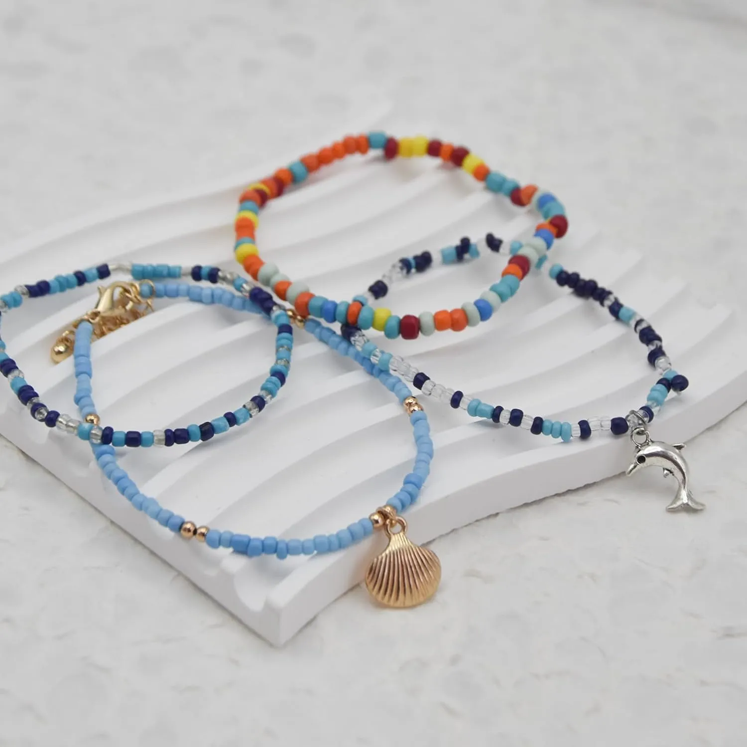 18 Pcs Boho Surfer Bracelets Adjustable Ankle Beaded Bracelet,Handmade String Beach Bracelet Waterproof, Colorful Surfer Summer Braided Rope Bracelets for Women and Men