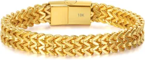 18K gold men's bracelet Miami hip-hop bracelet high-end accessories solid Cuban mesh women's bracelet gift Father/Mother's Day, Christmas, Thanksgiving gift