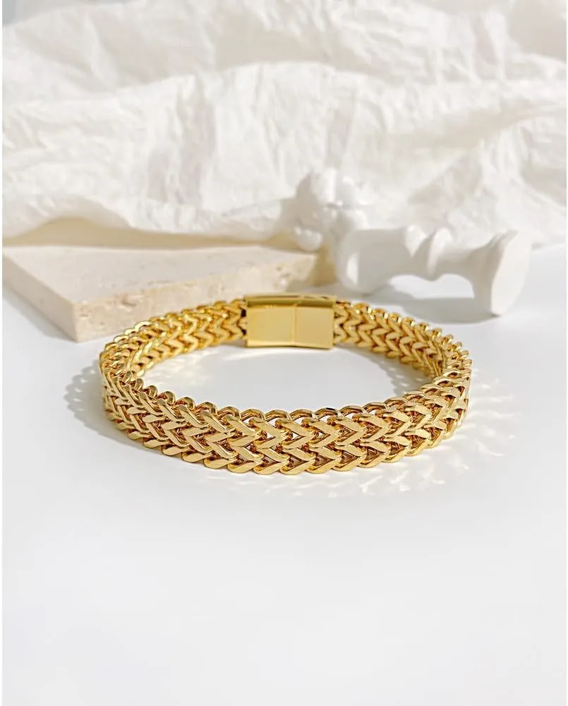 18K gold men's bracelet Miami hip-hop bracelet high-end accessories solid Cuban mesh women's bracelet gift Father/Mother's Day, Christmas, Thanksgiving gift