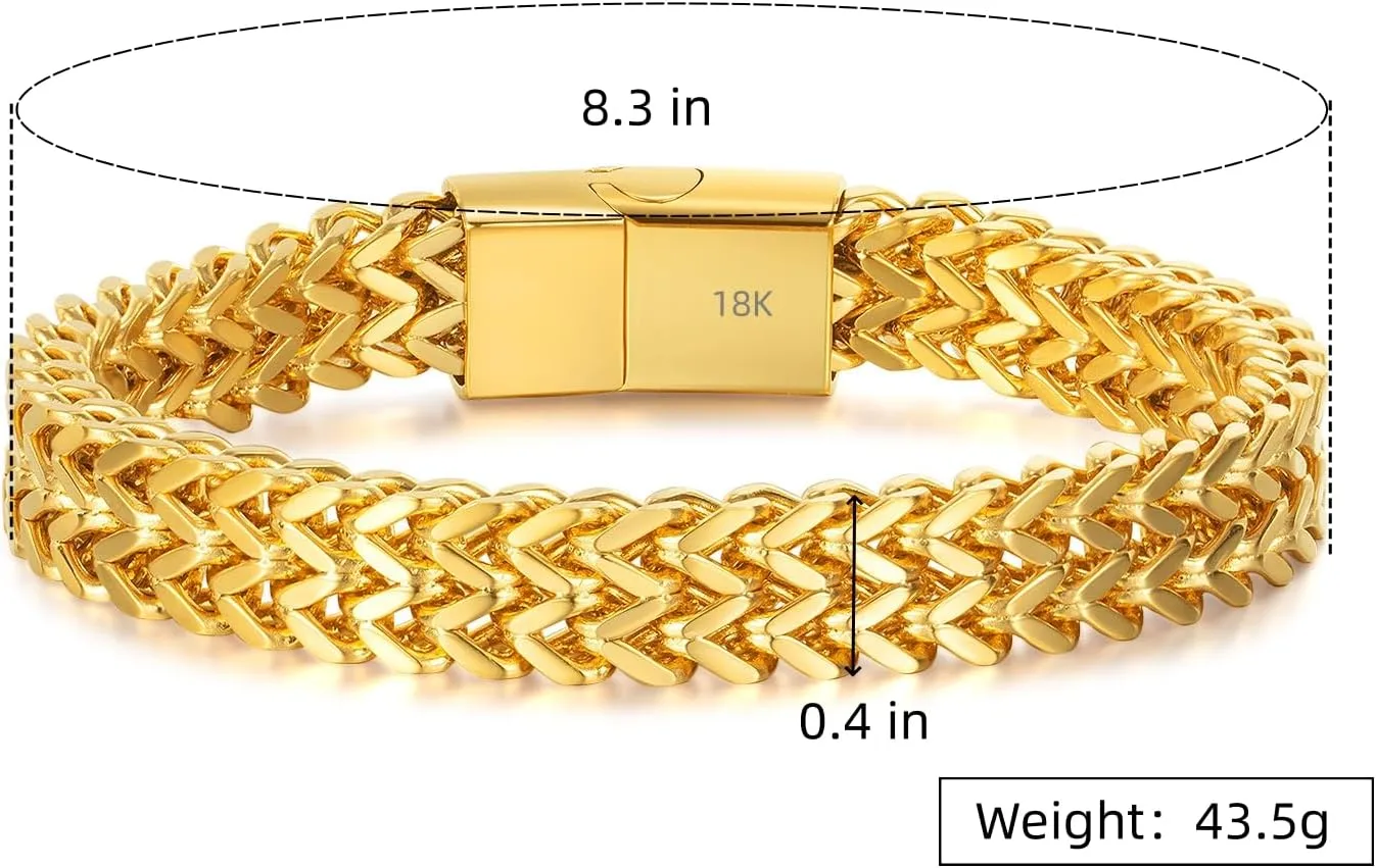 18K gold men's bracelet Miami hip-hop bracelet high-end accessories solid Cuban mesh women's bracelet gift Father/Mother's Day, Christmas, Thanksgiving gift