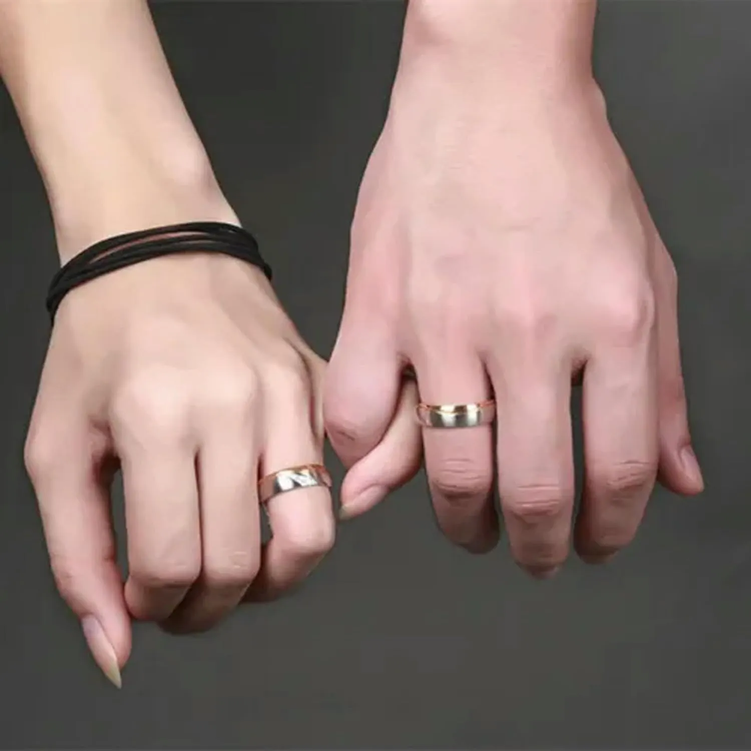 18K Gold Plated CZ Stainless Steel Couple Rings Sz 5-13 Gold&Silver Wedding Band