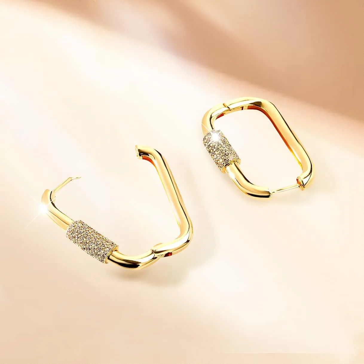 18K Gold Plated Dainty U Shape Huggie Earring for Women, Cubic Zirconia O Huggie Hoop Earrings, Hypoallergenic, Gifting, Everyday Wear