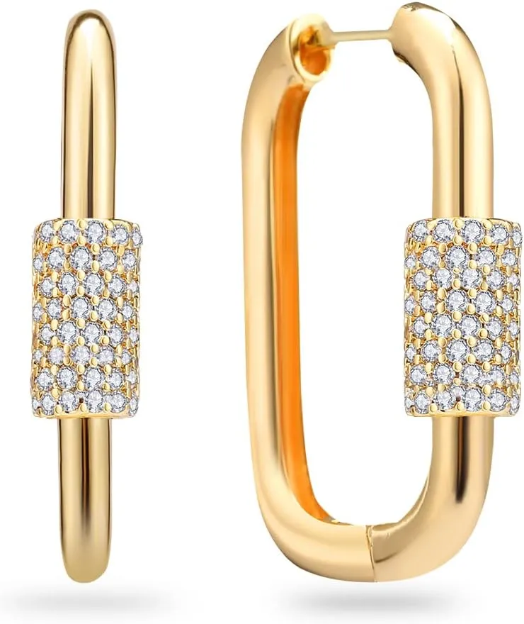 18K Gold Plated Dainty U Shape Huggie Earring for Women, Cubic Zirconia O Huggie Hoop Earrings, Hypoallergenic, Gifting, Everyday Wear