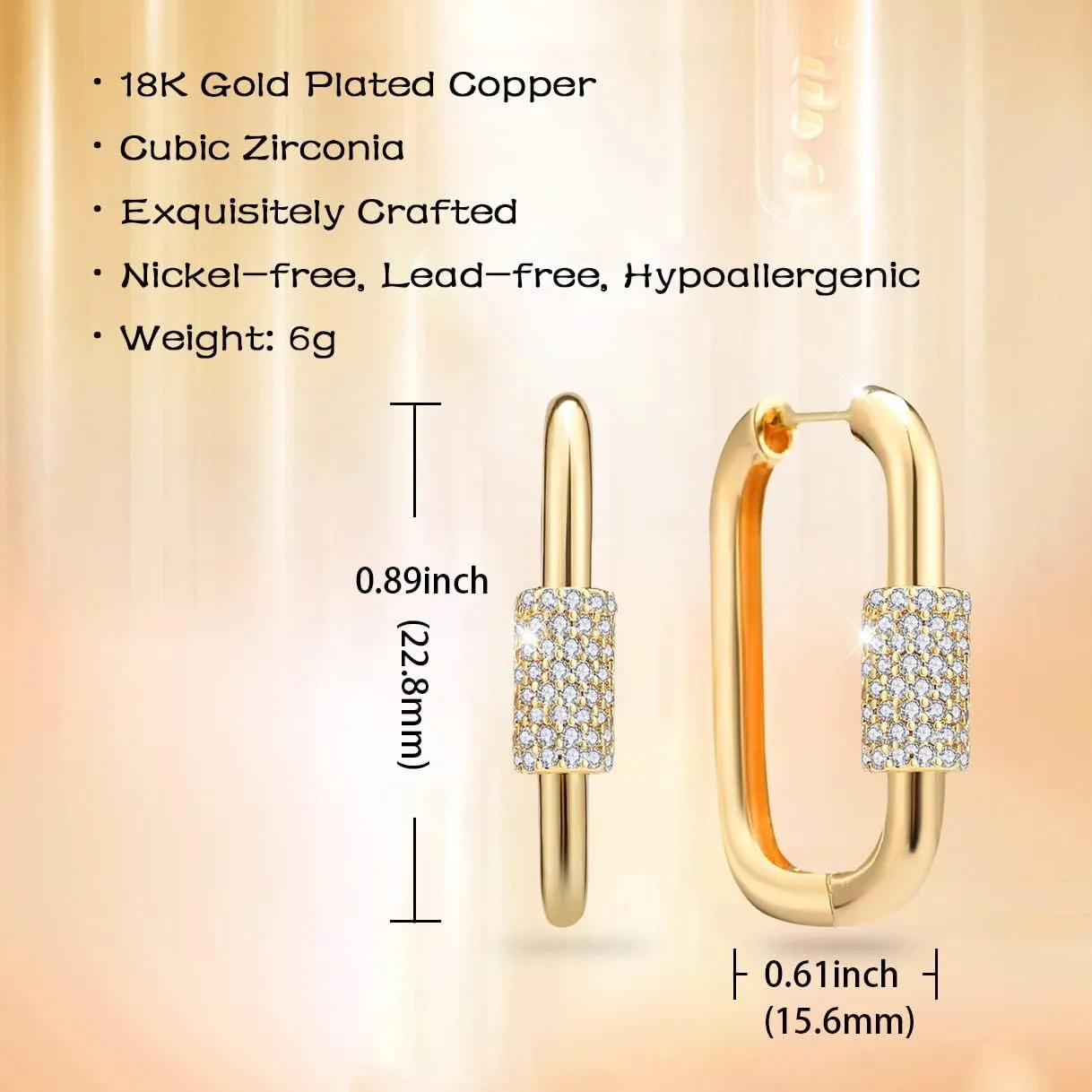 18K Gold Plated Dainty U Shape Huggie Earring for Women, Cubic Zirconia O Huggie Hoop Earrings, Hypoallergenic, Gifting, Everyday Wear