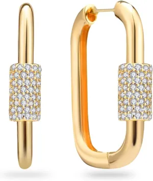 18K Gold Plated Dainty U Shape Huggie Earring for Women, Cubic Zirconia O Huggie Hoop Earrings, Hypoallergenic, Gifting, Everyday Wear