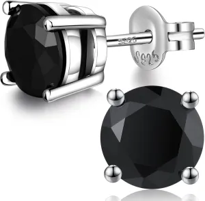 18K White Gold Plated Sparkling CZ Diamond Stud Earrings 925 Sterling Silver Cubic Zirconia Stud Earrings Hypoallergenic Simulated Diamond Stud Earrings for Women/Men 4MM-8MM
