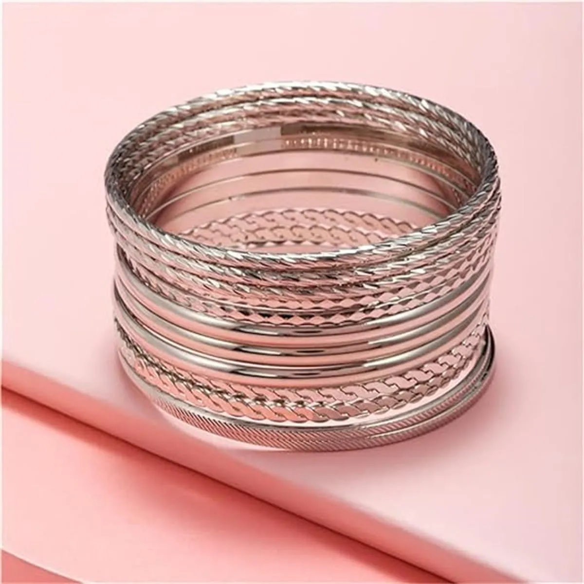 19Pcs Gold Bangle Bracelets Set for Women Boho Multi Layer Stack Textured Bracelets Indian Chunky Bangle Bracelet for Women Teen