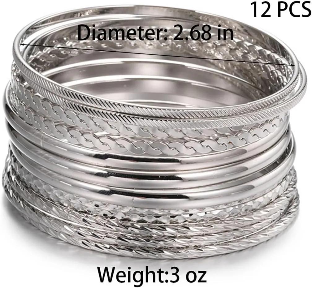 19Pcs Gold Bangle Bracelets Set for Women Boho Multi Layer Stack Textured Bracelets Indian Chunky Bangle Bracelet for Women Teen