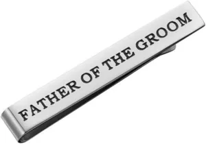 1Pc Double Sided Engraved Father Tie Clip Necktie Clasp Wedding Father Bride Unique Tie Bar for Men