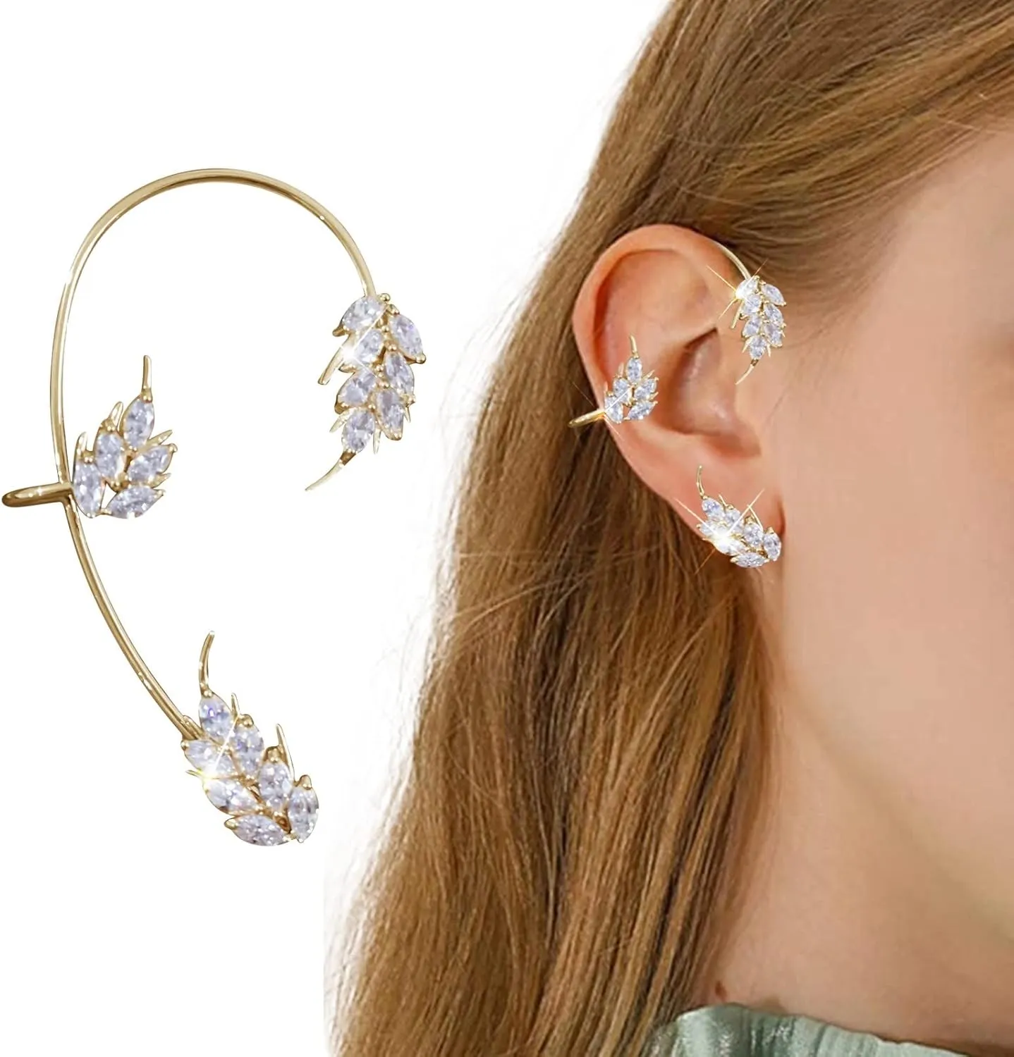 1PC Women Butterfly Ear Cuff Elegant Climber Wrap Around Earrings No Piercing Ear Clip