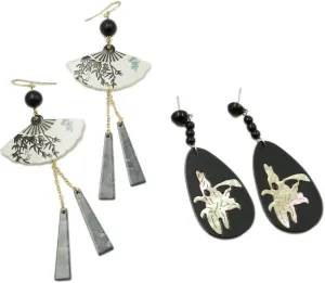 2 Pairs Fan Tassel Earrings Chinese Earrings for Women, Small Fan Dangle Earrings Cute Retro Ethnic Drop Earrings Hanging Dangle Jewelry for Mother Day, Birthday, Anniversary