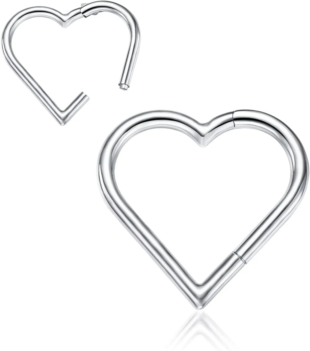 2 Pcs Heart Daith Piercing Jewelry, Hypoallergenic Clicker Hoop, 16G Rook Cartilage Helix Earrings